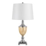 Set of Two 29? Amber Glass And Silver Table Lamp