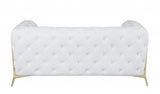 69" White All Over Tufted Italian and Gold Leather Love Seat