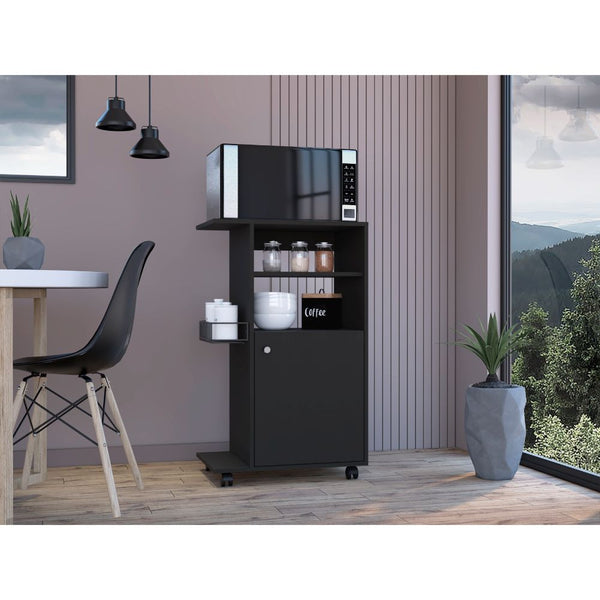 Contemporary Black Rolling Kitchen Cart