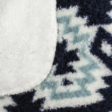 Navy Reverse and White Printed Sherpa and Sherpa Throw Blanket