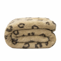 Tan Reverse and Brown Printed Sherpa and Sherpa Throw Blanket
