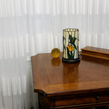 11" Tiffany Style Dragonfly Floral Accent Table Lamp