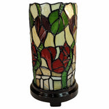 11" Tiffany Style Red Floral Accent Table Lamp
