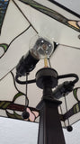 23" White Stained Glass Floral Two Light Mission Style Table Lamp