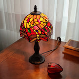 15" Tiffany Style Stained Glass Dragonflies Table Lamp