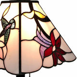 15" Tiffany Style Red Floral Hummingbird Table Lamp