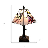 15" Tiffany Style Red Floral Hummingbird Table Lamp