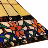 23" Stained Glass Two Light Mission Style Table Lamp with Floral Glass Shade