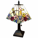 15" Tiffany Style Hummingbird Multi Flower Table Lamp