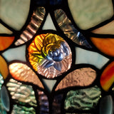 21" Stained Glass Two Light Jeweled Floral Drum Table Lamp