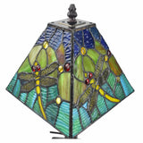 15" Tiffany Style Yellow Dragonflies Jeweled Table Lamp