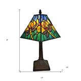 15" Tiffany Style Yellow Dragonflies Jeweled Table Lamp