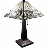 23" Stained Glass Butterfly Two Light Mission Style Table Lamp