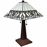 23" Stained Glass Butterfly Two Light Mission Style Table Lamp