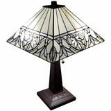 23" Stained Glass Butterfly Two Light Mission Style Table Lamp