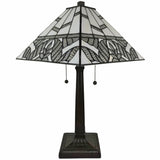 23" Stained Glass Leafy Vintage Two Light Mission Style Table Lamp