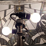 23" Stained Glass Leafy Vintage Two Light Mission Style Table Lamp