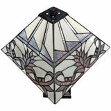 23" Stained Glass White Floral Two Light Mission Style Table Lamp