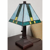 15" Tiffany Cream and Green Mission Style Table Lamp
