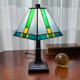15" Tiffany Cream and Green Mission Style Table Lamp