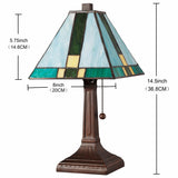 15" Tiffany Cream and Green Mission Style Table Lamp