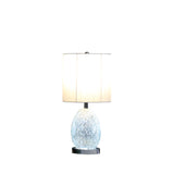 20" White Luster Mirrored Glass Table Lamp With Night Light