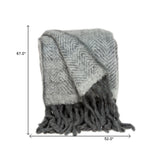 Parkland Collection Nagar Transitional Gray HANDLOOMed 52" x 67" Mohair Wool Throw Blanket