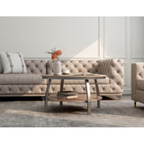 35" Two Tier Wood Grain Oak Manufactured Wood Round Coffee Table