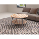 35" Two Tier Wood Grain Oak Manufactured Wood Round Coffee Table