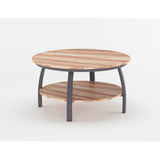 35" Two Tier Wood Grain Oak Manufactured Wood Round Coffee Table