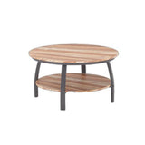 35" Two Tier Wood Grain Oak Manufactured Wood Round Coffee Table