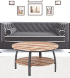 35" Two Tier Wood Grain Oak Manufactured Wood Round Coffee Table