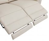 65" Beige Italian Leather with Chrome Accents Reclining Love Seat
