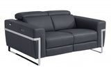 65" Dark Gray Italian Leather Reclining Love Seat