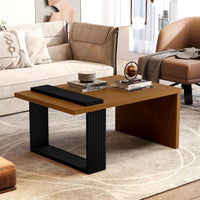 32" Brown And Black Manufactured Wood Rectangular Coffee Table