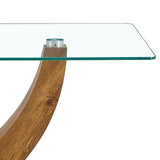 Modern Minimalist Transparent Tempered Glass Coffee Table With Marble Patterned MDF Legs And Stainless Steel Decorative Columns. Computer Desk. Game Table