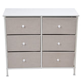 3Tier 6 Drawers Chest NonWoven Fabric Storage Cabinet Unit with Handles Home Bedroom Furniture White