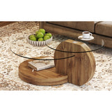 Modern And Practical Double-layer Round Table. Glass Table Top, Wood MDF Table Legs. Suitable For Living Room And Bedroom