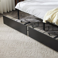 Double Decker Bunk Bed With Drawers Black, Detachable Twin Bed