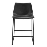 Industrial Faux Leather Counter Stools, Set Of 2 Black