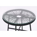 3 Piece Terrace Bistro Conversation Set With Side Table, Outdoor Flexible Rope Furniture With Coffee Table