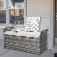 Ottoman Locker, Grey Gradient, Rattan Locker