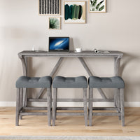 Bar Table Set With Power Outlet, Bar Table And Chairs Set, 4 Piece Dining Table Set, Industrial Brea