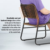 Patio Furniture Set 3 Piece Mixture Pattern PE Rattan Steel Frame And Modern Round Table, Brown And