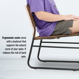 Patio Furniture Set 3 Piece Mixture Pattern PE Rattan Steel Frame And Modern Round Table, Brown And