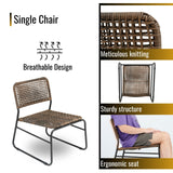 Patio Furniture Set 3 Piece Mixture Pattern PE Rattan Steel Frame And Modern Round Table, Brown And