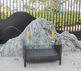 Outdoor Patio Furniture Coffee Table With Clear Tempered Glass