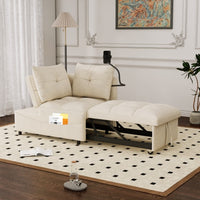 1 Versatile Foldable Sofa Bed In 3 Lengths, Modern Sofa Sofa Sofa Velvet Pull-out Bed, Loveseat Sofa Adjustable Back And With USB Port And Swivel Phone Stand