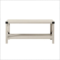 Farmhouse Metal-X Coffee Table With Lower Shelf Stone Grey