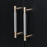 Four Door Cabinet With Metal And Crossed Leg Design